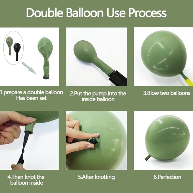 Double Stuffed Sage Green Balloons Retro Olive Green Balloon Garland Kit Different Sizes 18/12/5 Inch Pastel Avocado for Birthday Baby Shower Wedding Jungle Safari Spring Party Decoration