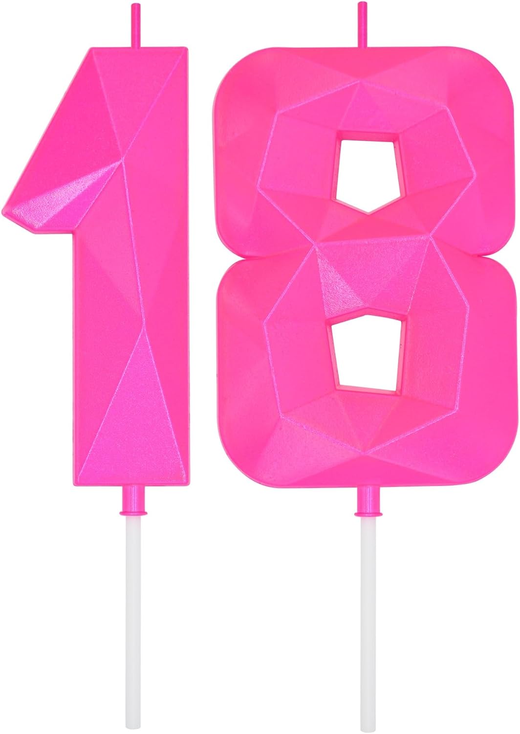 DERVENTA Large Birthday Candle Number 3D Pink 3.7 inch Party Celebration Anniversary Decoration Cake Topper 1 Piece (Number 18 Pink)
