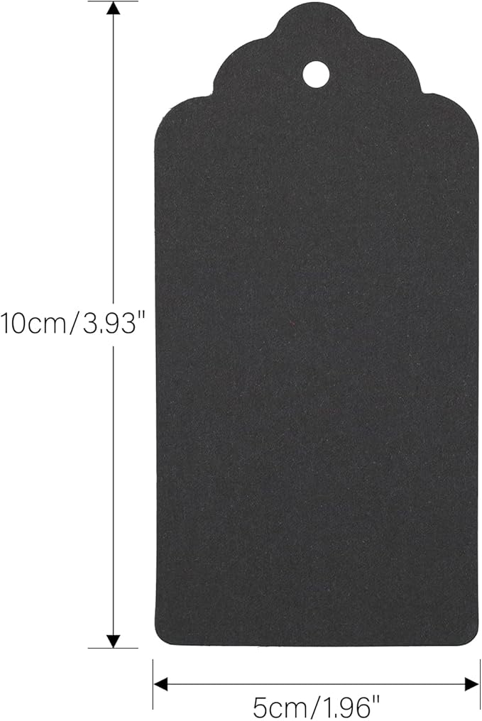 Kraft Paper Tags, 2'' x 4'' Paper Gift Tags with Twine for Arts and Crafts, Wedding Christmas Thanksgiving and Holiday-100PCS (Black)
