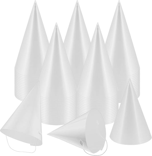 24 PCS Party Cone Hats DIY Birthday Paper Cone Hats for Kids and Adults Birthday, Baby Shower, Bridal Shower