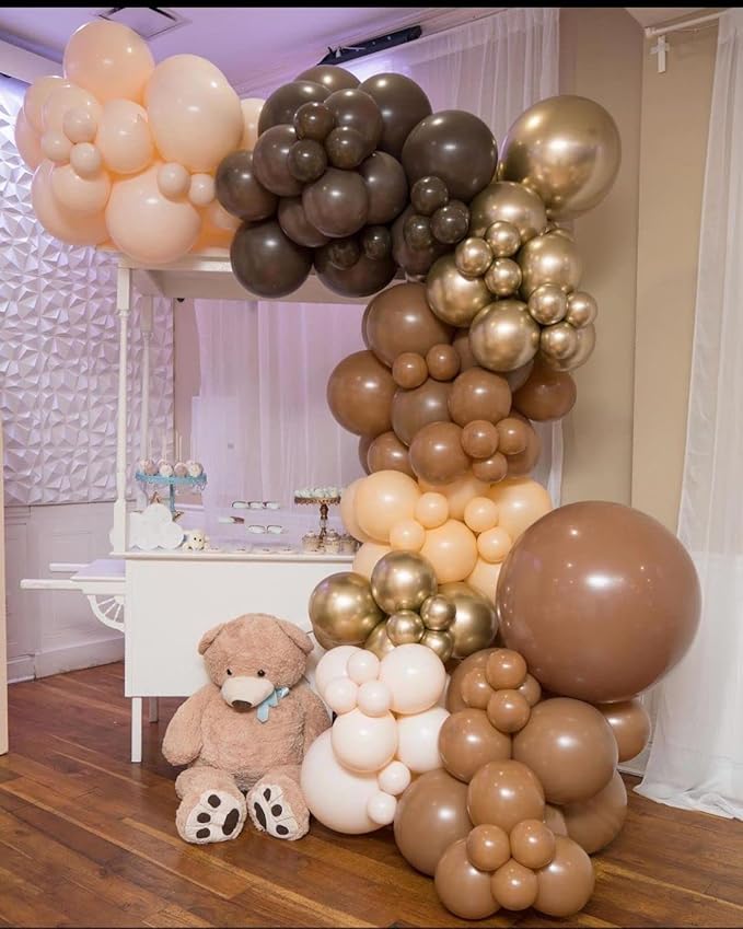 KBZVNAF Brown Balloons Latex Party Balloons - 50 Pack 12 inch Light Brown Helium Balloons for Baby Shower Birthday Wedding Safari Theme Party Decorations