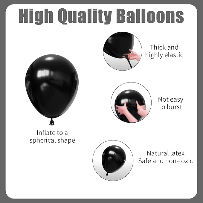 Black and White Balloons Arch Kit,130pcs White Latex Balloon Garland,Different Size Black Latex Balloons for Baby Shower Birthday Wedding Graduation Party Decorations Supplies