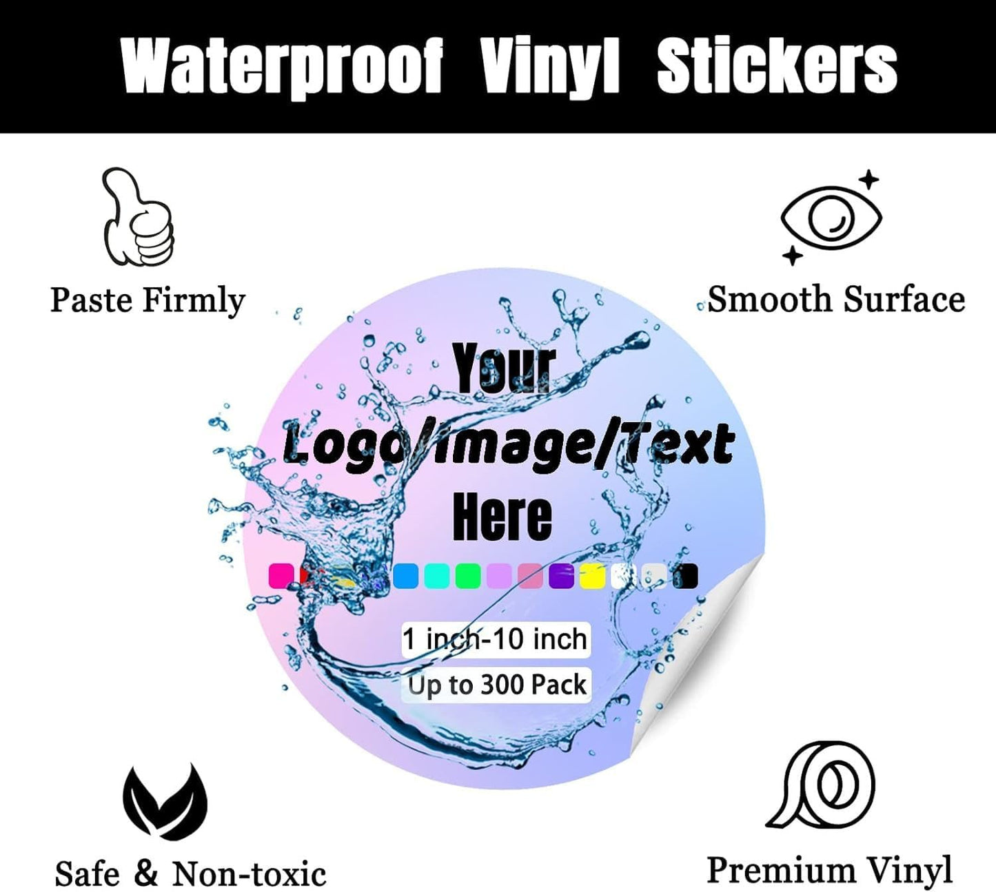 Custom Stickers for Weddings, Birthdays & Businesses - Personalized Labels with Your Logo - Waterproof, Fade and Heat Resistant - Pack of 100-1000 (Wreath V, 2.5 Inch)