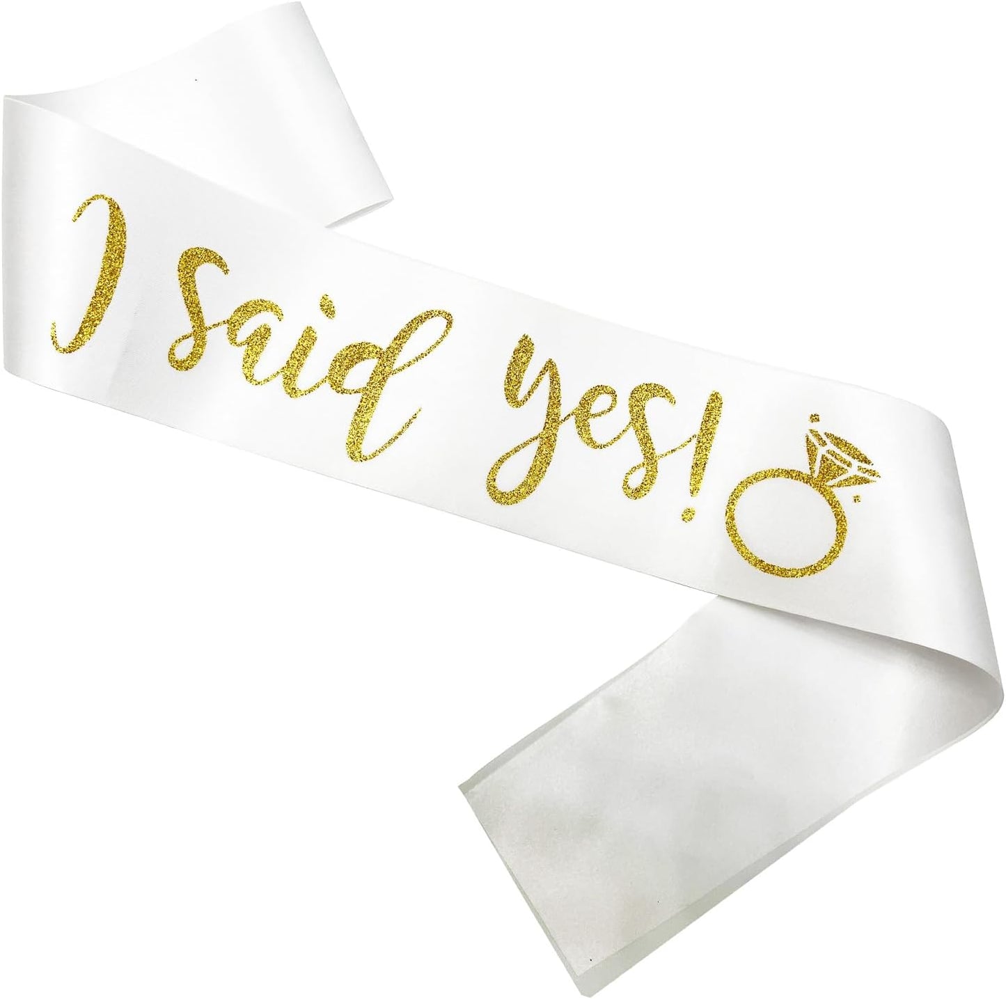 I Said Yes Gold Sash,Engagement Proposal Bachelorette Party Sash for Bridal Shower Wedding Party Favors Accessories Supplies Engagement Gifts for Bride to Be,White