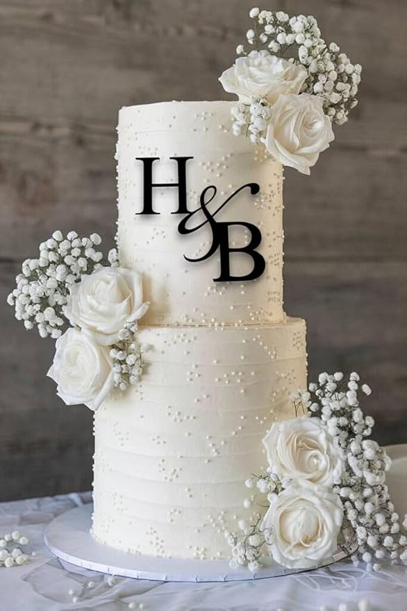 Personalized Wedding Cake Charm, Custom Monogram Side Topper - 30 colors to choose from