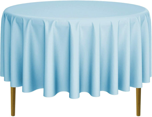 Lann's Linens - 90" Round Premium Tablecloth for Wedding/Banquet/Restaurant - Polyester Fabric Table Cloth - Baby Blue