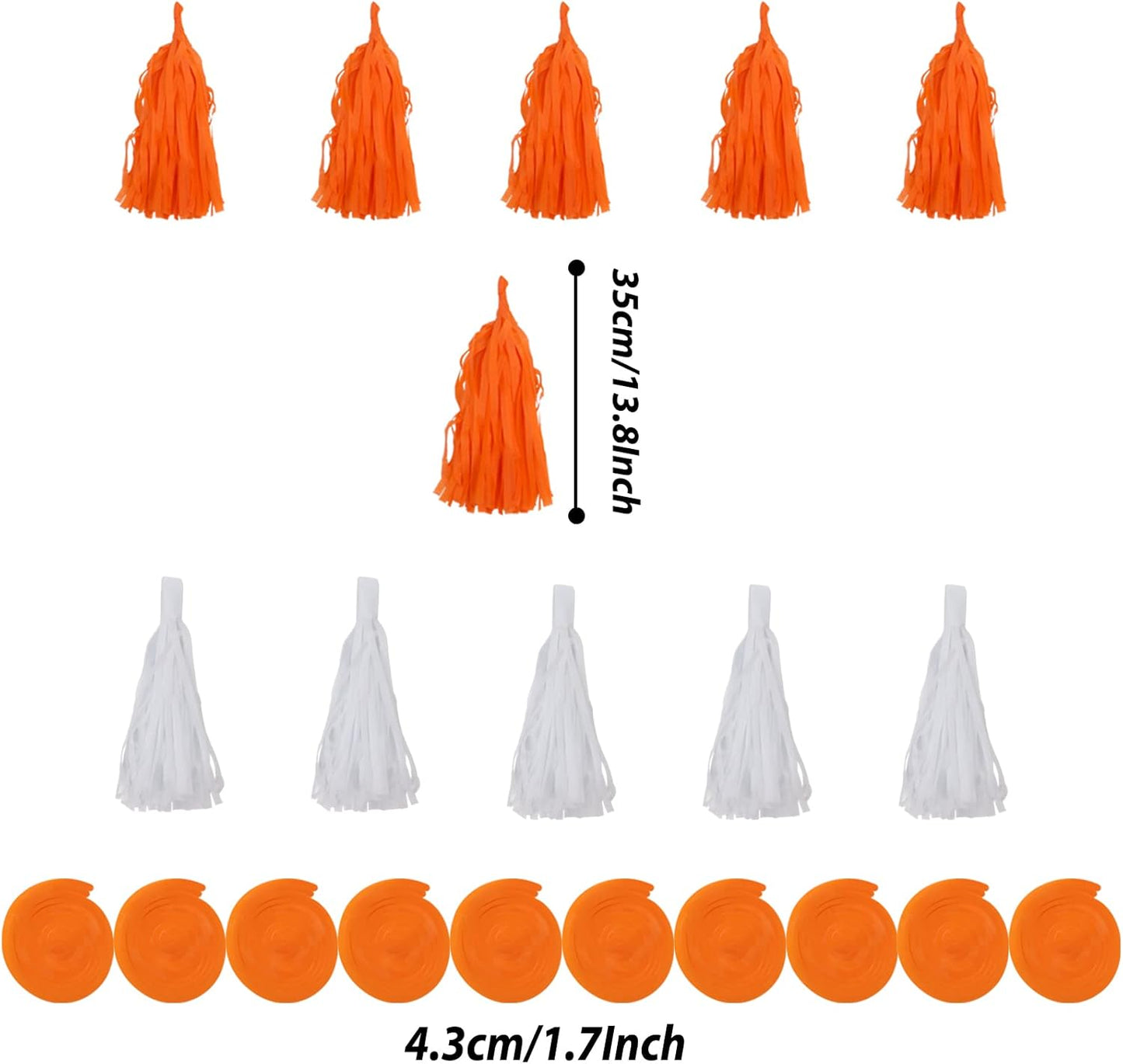 ZERODECO Party Decorations, 41 Pcs Orange Papar Fans Pompoms Garlands String Tissue Paper Tassel for Halloween New Years Spring Festival Wedding Birthday Party