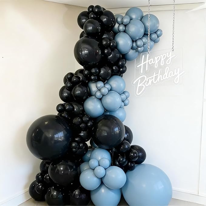 99Pcs Black Balloon Arch Kit - 18/12/10/5 inch Different Sizes Matte Black Latex Balloons Garland for 2026 Graduation, Birthday, Wedding, Halloween Party Decor