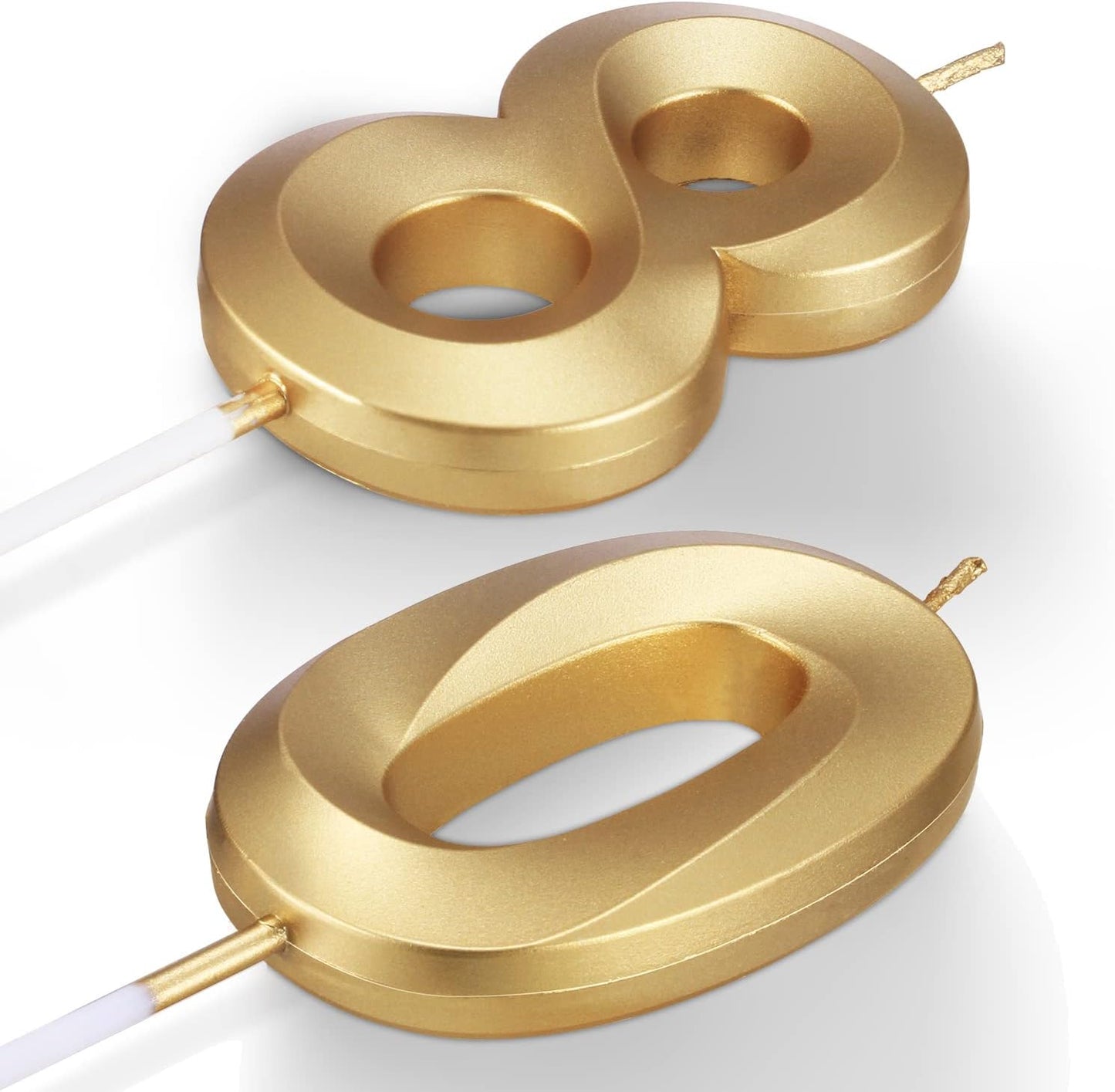 80th Birthday Candles Numbers for Cakes Candle Happy Eightieth Birthday 3D Designed Wedding Anniversary Party Cake Topper Decorations (80, Gold)