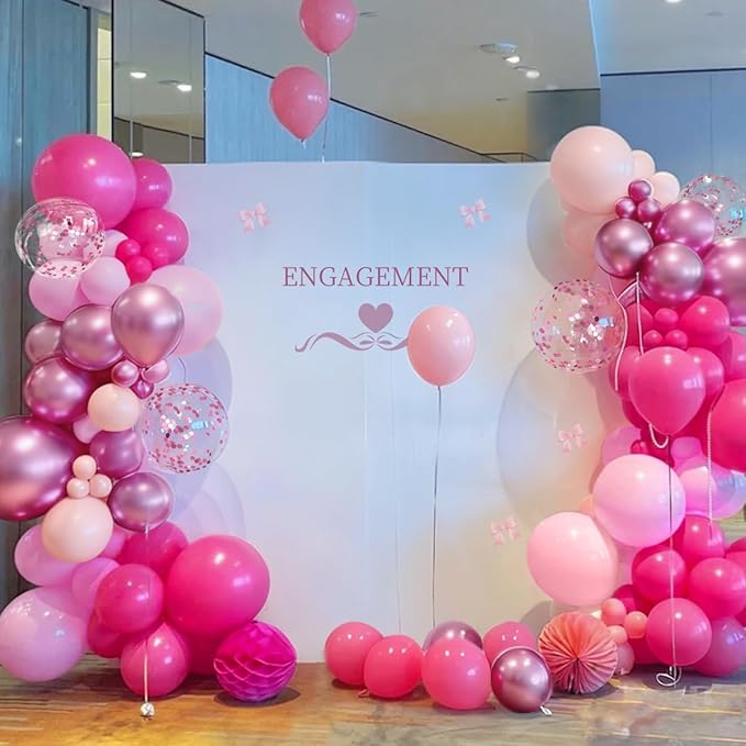 ZHIYAPA Pink Balloon Garland Arch Kit, 167Pcs Hot Light Pastel Latex Metallic Shades of Pink Balloons for Birthday Bridal Baby Shower Wedding Party Decorations