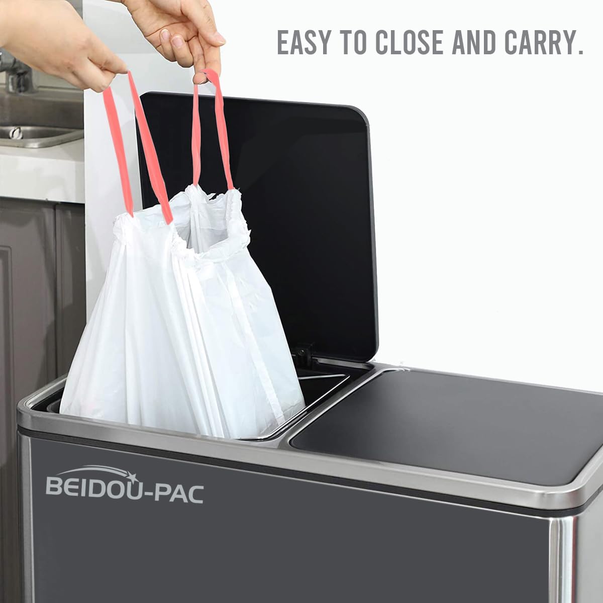 13 Gallon Trash Bags Drawstring, 500 Count, White & Unscented Garbage Bags, Multi-purpose Tall Kitchen Trash Bags Can Liners for Business Home Commercial and Industrial