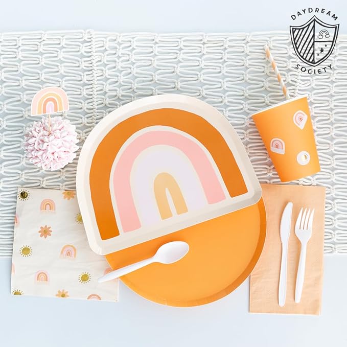 Daydream Society Boho Rainbow - Large Paper Napkins - Rainbow Party Napkins in Pastel Colors with Gold Foil - Pack of 16 Dinner Napkins - For Birthdays, Baby Showers, and Summer Gatherings