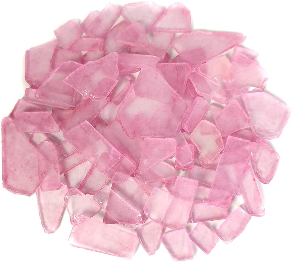 HappyFiller 15 OZ Frosted Pink Sea Glass Bulk Tumbled Seaglass Pieces for DIY Crafts,Beach Theme Party,Nautical Wedding Decorations,Aquarium Vase Fillers,Coastal Home Decor,0.5-1.5 inch