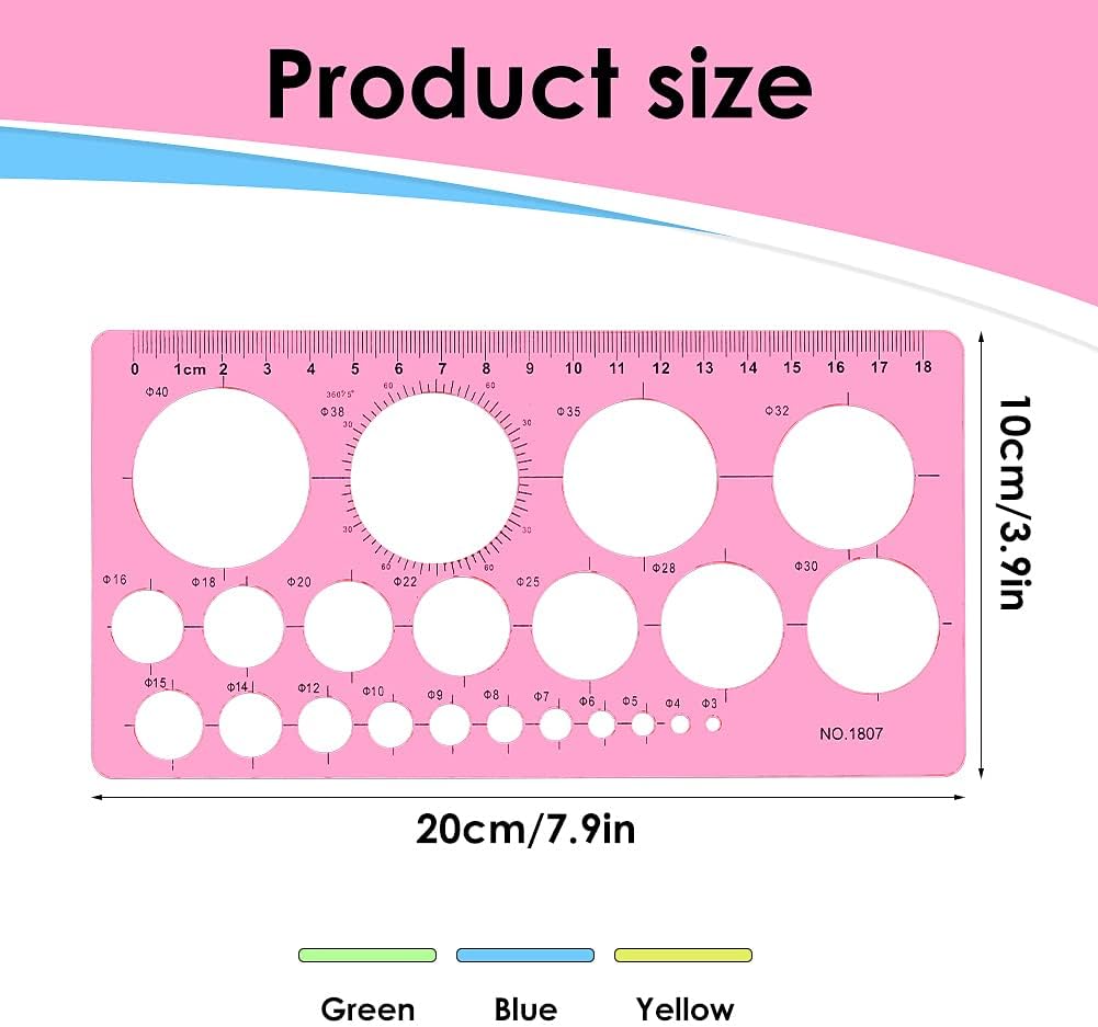Circle Template for Drawing 4 Pcs Circle Stencils Drafting Tools Set Stencil Maker Rulers,Digital Measuring Templates Rulers for Office, School,Building,Formwork, Drawings
