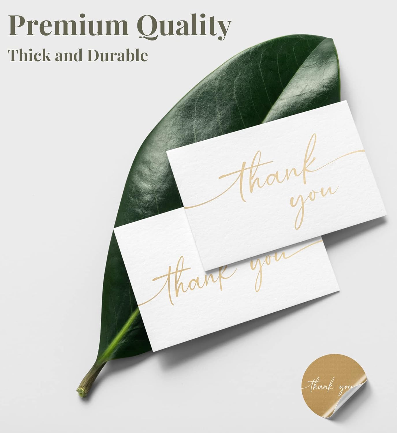 Thank You Cards with Envelopes & Stickers, Matte Gold Foil Cards Bulk Pack of 100, 4x6 Inch Minimalistic Design, Suitable for Business, Wedding, Small Business, Graduation, Bridal Shower, Funeral