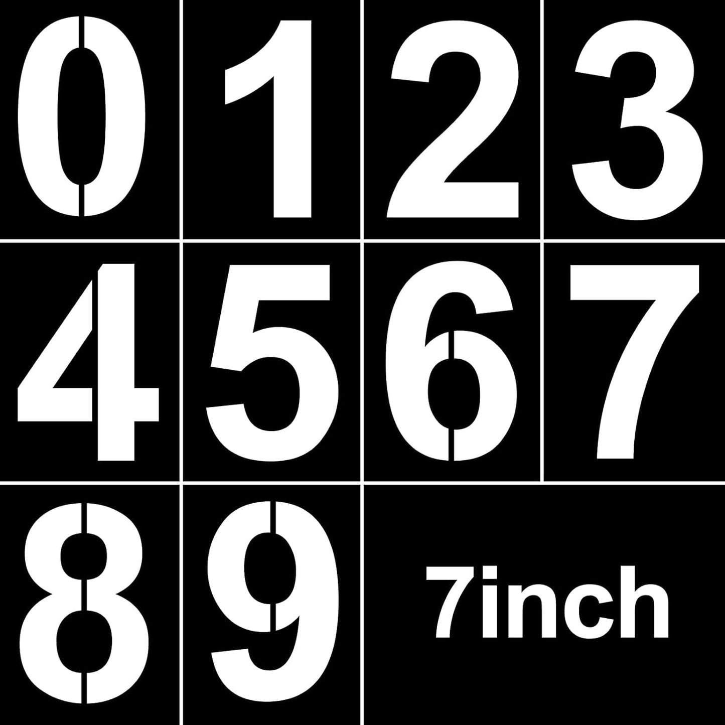 7 Inch Plastic Number Stencils - Reusable Digital Painting Templates for Cake Stencil Address Painting