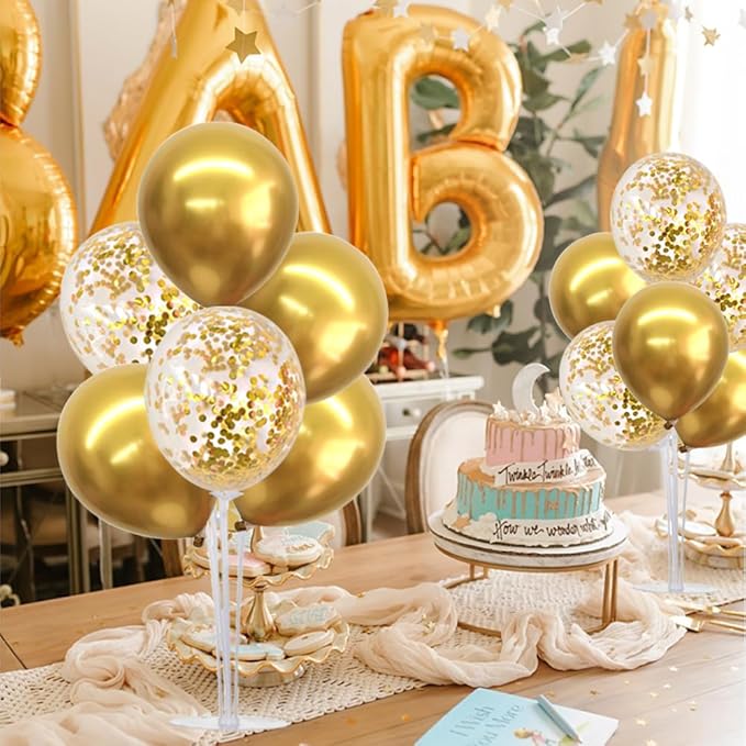 TONIFUL 4 Set Gold Balloon Centerpieces for Tables,Gold Birthday Party Decorations,Table Centerpieces for 50th Birthday Anniversary Graduation Decorations 2026 New Year Prom Retirement Wedding
