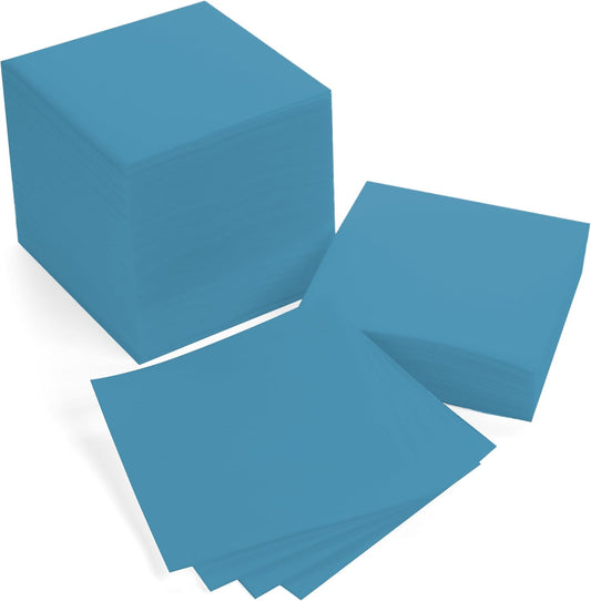 AMERICAN HOMESTEAD Cocktail Napkins - Premium 4.75"x4.75" Disposable Linen-Like Beverage Napkins - Bulk Square Party Bar Serviettes for Weddings, Parties, Events, and Daily Use - 100 Count - Sea Blue