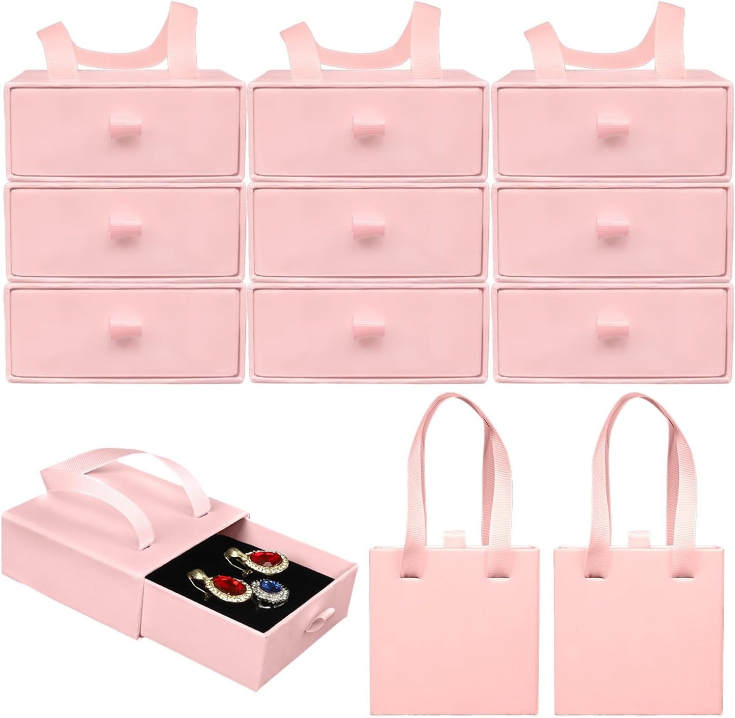 Small Jewelry Boxes, 12 Pack Jewelry Gift Boxes Drawer Jewelry Box Necklace Box, Jewelry Gift Box Necklace Gift Box For Earrings Rings Necklace Bracelet,4 x 4 x 1.7 Inches (Pink)