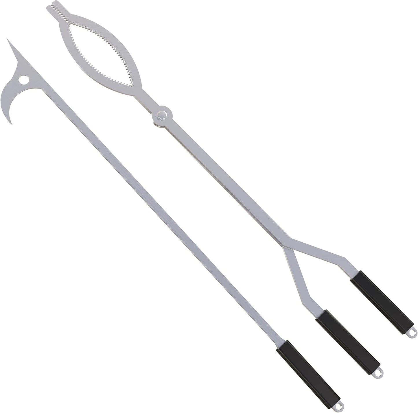 40" Fire Tongs Firewood Grabbers and Fire Poker Set, Stainless Steel Large Log Grabbers for Outdoor Fireset Fire Pit Bonfire Campfire Backyard Deck Indoor Fireplace Tools Set