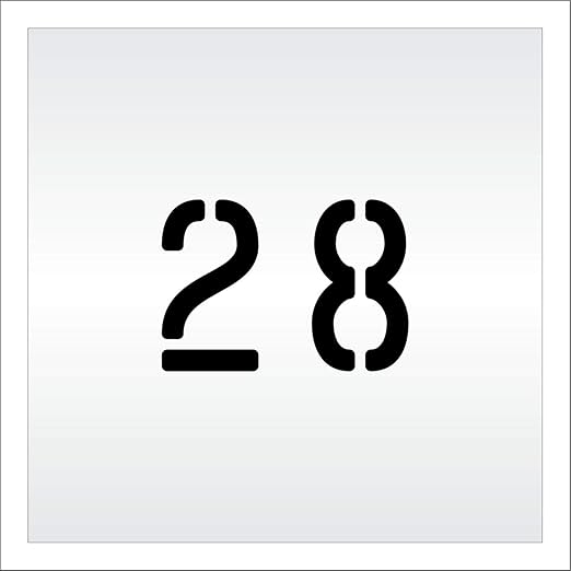 Pavement, Curb, and WheelStop Stencils - 4 inch Double Number Stencil - (28) - 4" x 5.5" x 1/16" (63 mil) - Light-Duty