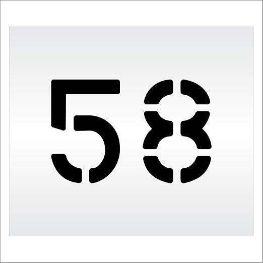 Pavement, Curb, and WheelStop Stencils - 6 inch Double Number Stencil - (58) - 6" x 9" x 1/16" (63 mil) - Light-Duty