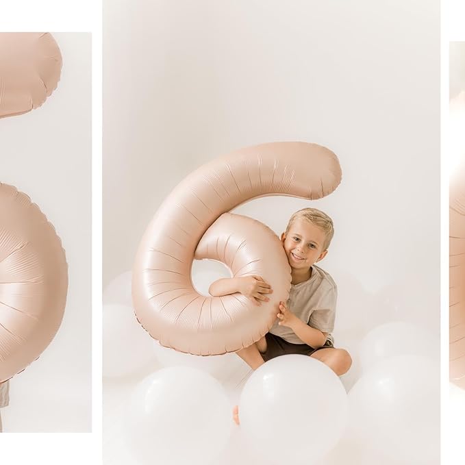 Light Brown 6 Balloon, Tan Number Balloons 40 Inch, 6th Balloons for Beige Birthday Decorations, Sandy Brown and Black Party Supplies 6 Birthday Balloon, Khaki Number 6 Balloon
