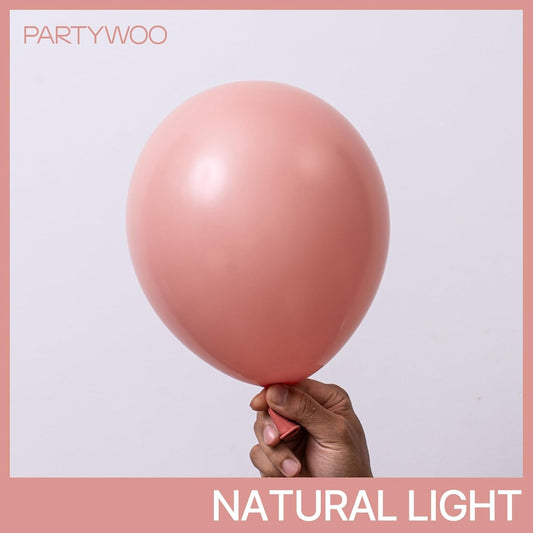PartyWoo Dusty Pink Balloons 140pcs Different Sizes of 18 12 10 5 Inch Blush Pink Dusty Rose Boho Netural Balloon Arch Kit Garland for Baby Shower Princess Girl Birthday Party Decorations Pink-F01