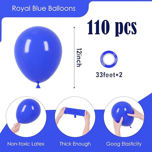 110pcs Royal Blue Balloons 12inch Blue Latex Party Balloons for Graduation, Wedding, Birthday, New Year, Baby Shower, Anniversary, Baseball, Nautical Party Decorations