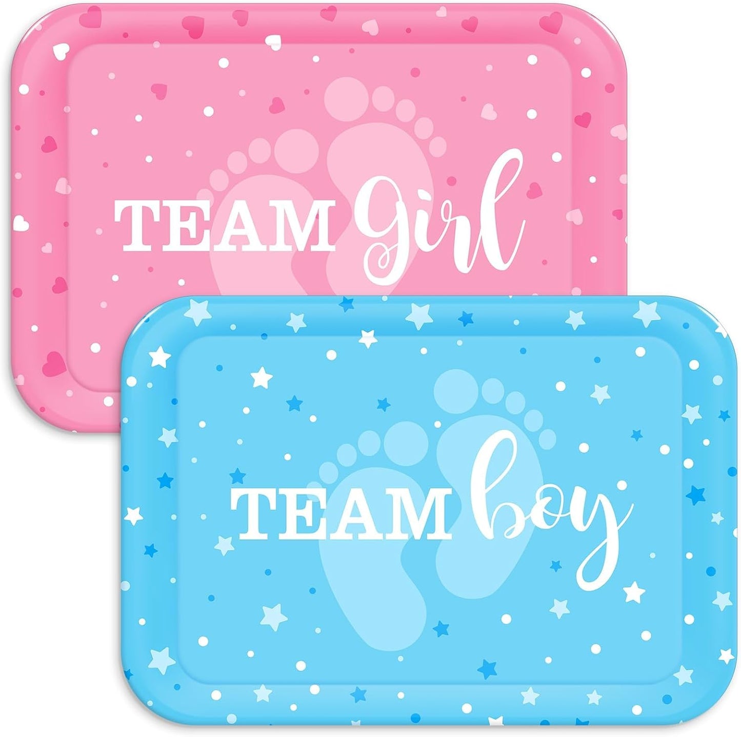 Gender Reveal Vegetable Plates - 2 PCS 13Inch Gender Reveal Decorations Tray,Blue and Pink Baby Shower Decoration Tray for Gender Reveal Newborn Birthday Party Supplies