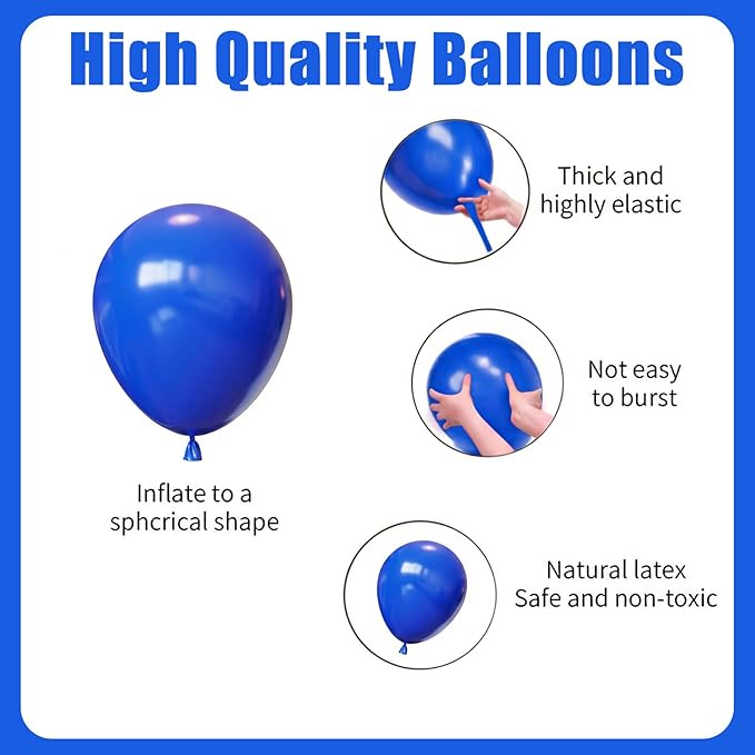 Blue Balloons Arch Kit,130pcs Royal Blue Balloon Garland,Different Sizes Blue Latex Balloons for Graduation Party,Baby Shower,Gender Reveal,Under The Sea Birthday Party Decorations