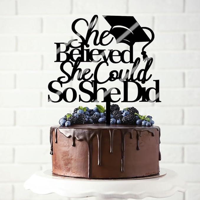 She Believed She Could So She Did Cake Topper,2026 Graduation Cake Topper,Graduation Decorations for Girls,2026 High School/College/University （Acrylic）