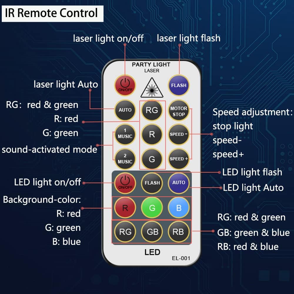 Party Lights Dj Disco Lights, Strobe Stage Light Sound Activated Laser Llights Projector with Remote Control for Parties Bar Birthday Wedding Holiday Event Live Show Xmas Decorations Lights