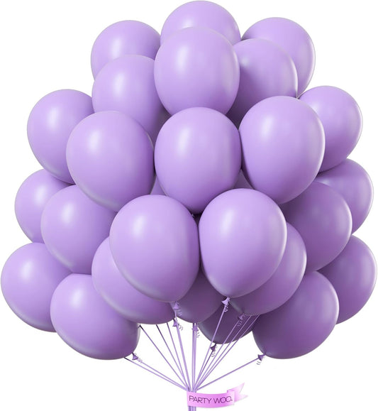 PartyWoo Lavender Balloons 101 pcs 12 Inch Light Purple Pastel Purple Lilac Balloons for Graduation Baby Shower Birthday Wedding Party Decorations Purple-Q10