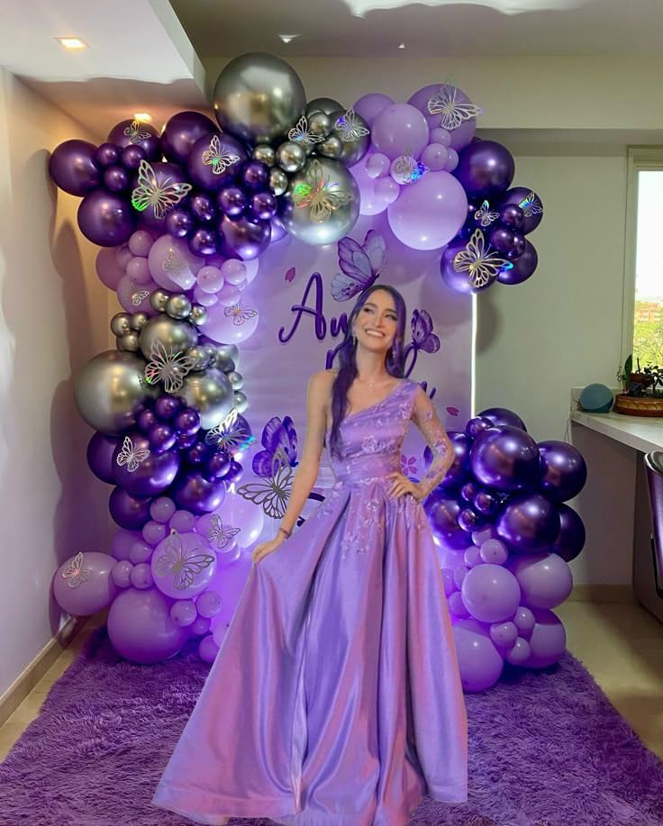 Purple Balloons Dark Purple Ballons, 50pcs 12 Inch Metallic Pastel Purple Balloon Purple Confetti Latex Balloons for Birthday Wedding Party Decorations