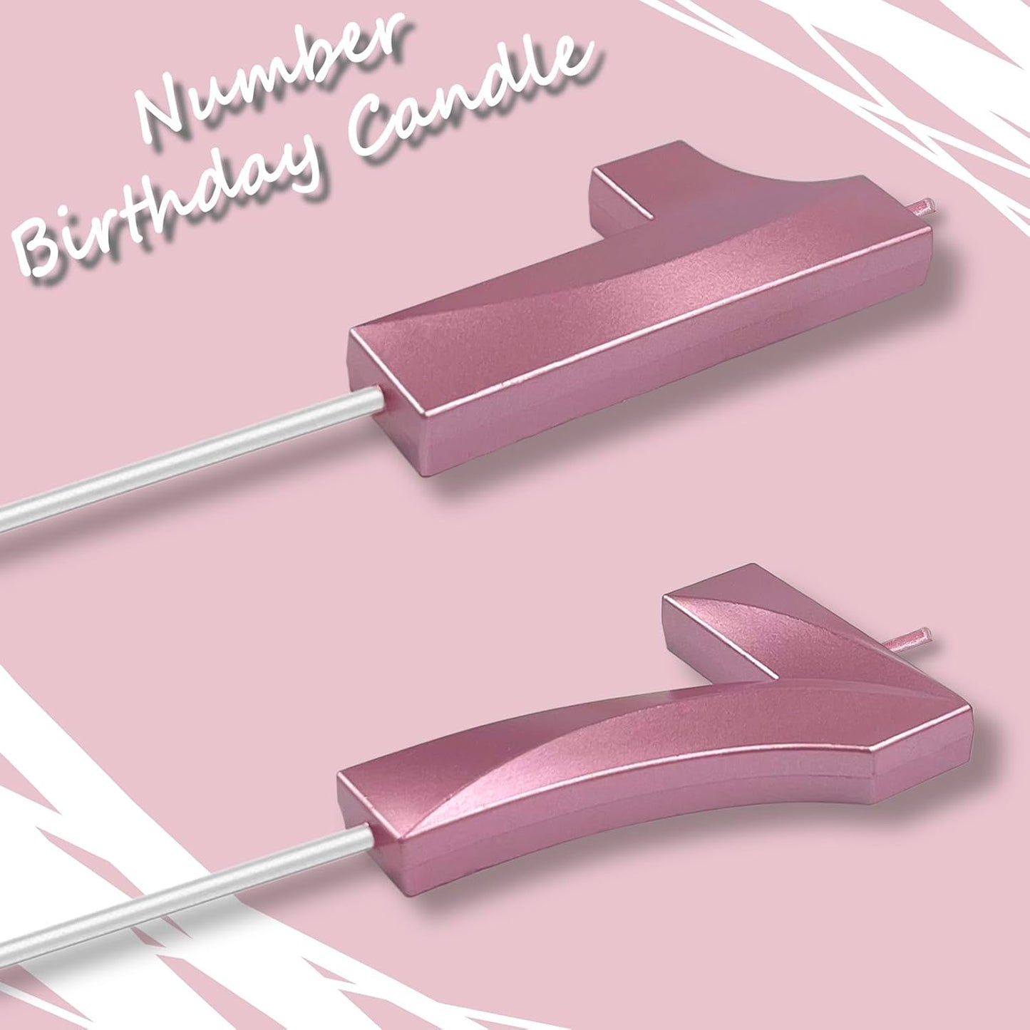 Pink Number 17 Candles, 3D Diamond 2.76 Inch Cake Topper Birthday Candles for Wedding Anniversary Cake Decorations, Happy Birthday Party Decorations