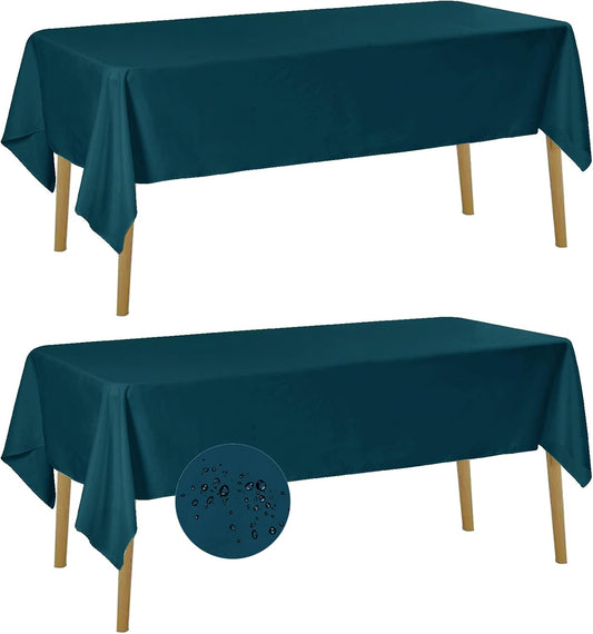 Fokitut 2 Pack Waterproof Rectangle Tablecloth, 60x120 Inch,Stain Resistant and Wrinkle Polyester Table Cloth, Fabric Table Cover for Kitchen Dining, Wedding, Party, Holiday Dinner-Peacock Blue