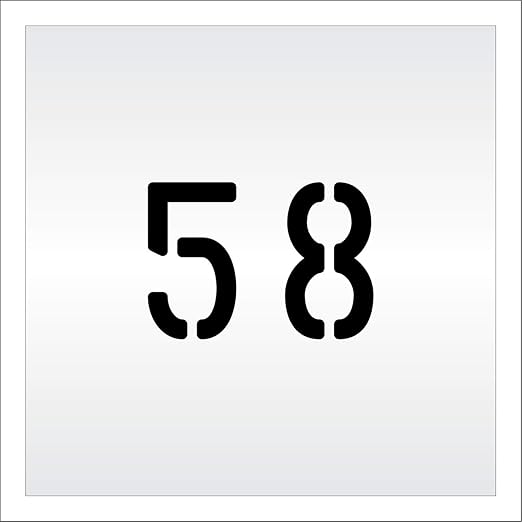 Pavement, Curb, and WheelStop Stencils - 4 inch Double Number Stencil - (58) - 4" x 5.5" x 1/16" (63 mil) - Light-Duty