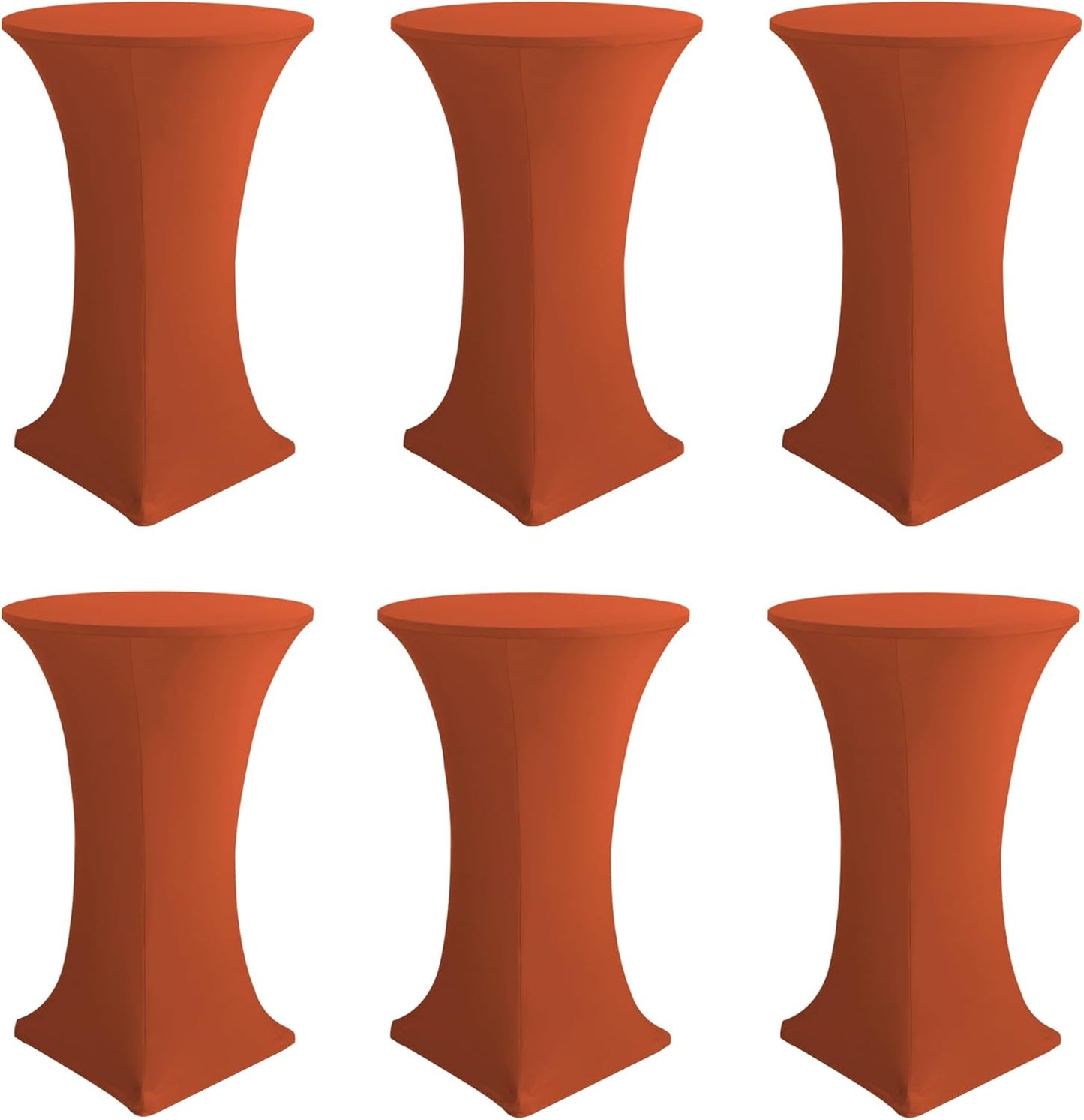 Cocktail Table Covers-Spandex Round High Top Table Cloths 6 Pack 32x43 Inch-Rust Stretch Fitted Bar Tall Tablecloth for Pub Bistro Highboy Party Event Banquet Height Folding Satnding Tables