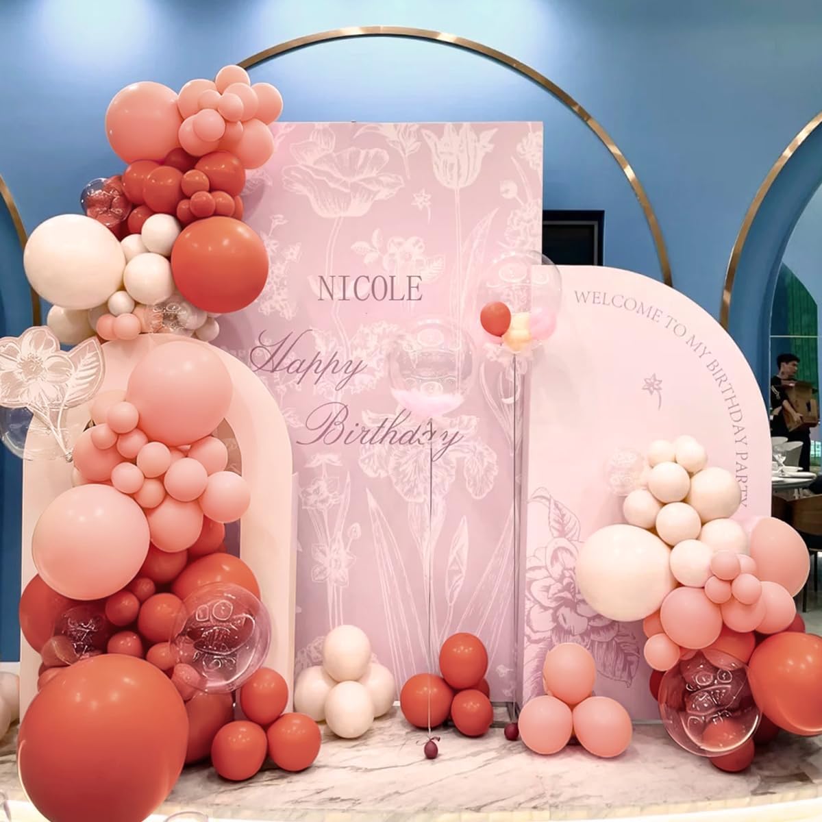 Orange Pink Blush White Balloon Garland Arch Kit, 155Pcs Latex Balloons Different Size 18 12 10 5 inch for Baby Shower Gender Neutral Orange Citrus Kids Birthday Party Backdrop Decorations