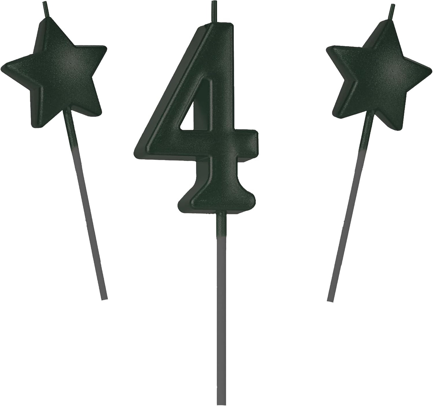 4.75 in Black Number 4 Birthday Candles - Birthday Party Cake Toppers - Celebrating Childrens/Kids Party Cupcake Decoration (Glitter Black)