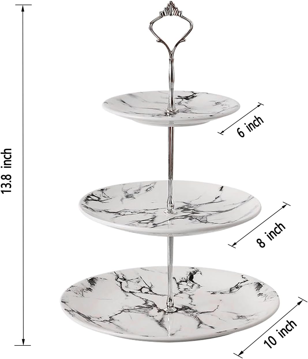 3 Tier Porcelain Cupcake Stand, Marble Pattern Tiered Serving Tray Cake Stand, Dessert Display Holder for Wedding Party Birthday and Home Décor