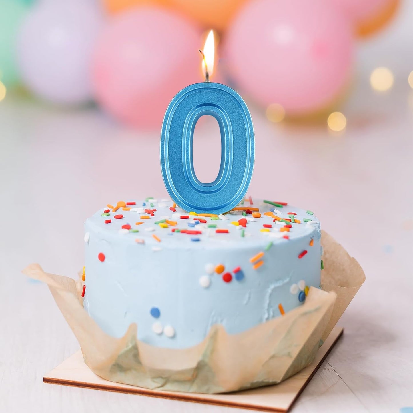 BEAN LIEVE Blue Birthday Candles Number 0, Blue Number Candles, Cake Number Candles for Birthday Parties and Wedding Anniversary Celebrations