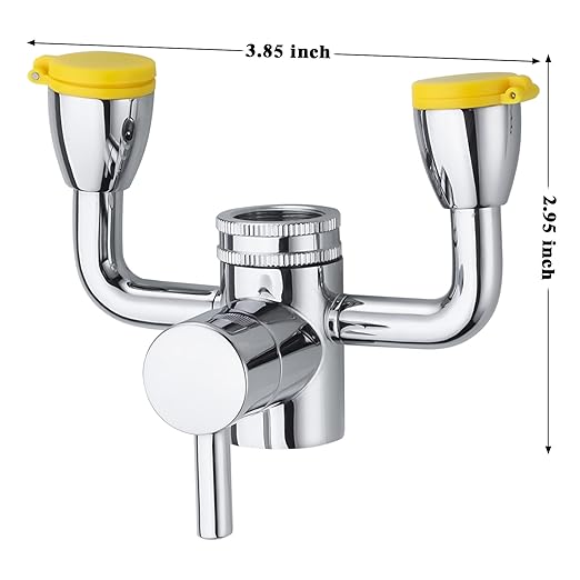 TIDYENDURE Eye Wash Station Yellow, Faucet Mounted Eyewash Station with Cover, Emergency Eye Wash Station Sink Attachment, Eye Wash Kit, Eye Wash Unit for Lab, Factory, Industry Site, Workshop, Office