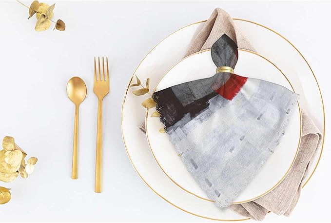 Black White Red Graffiti Cloth Table Napkins Set of 4 Modern Classic Art Polyester Washable Decoration Dinner Napkins for Kitchen 18 x 18 inch