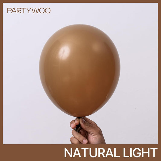 PartyWoo Brown Balloons 140pcs Different Sizes of 18 12 10 5 Inch Boho Neutral Fall Coffee Tan Balloons Arch Kit Garland for Birthday Boy Baby Shower Jungle Safari Fall Party Decorations Brown-F09