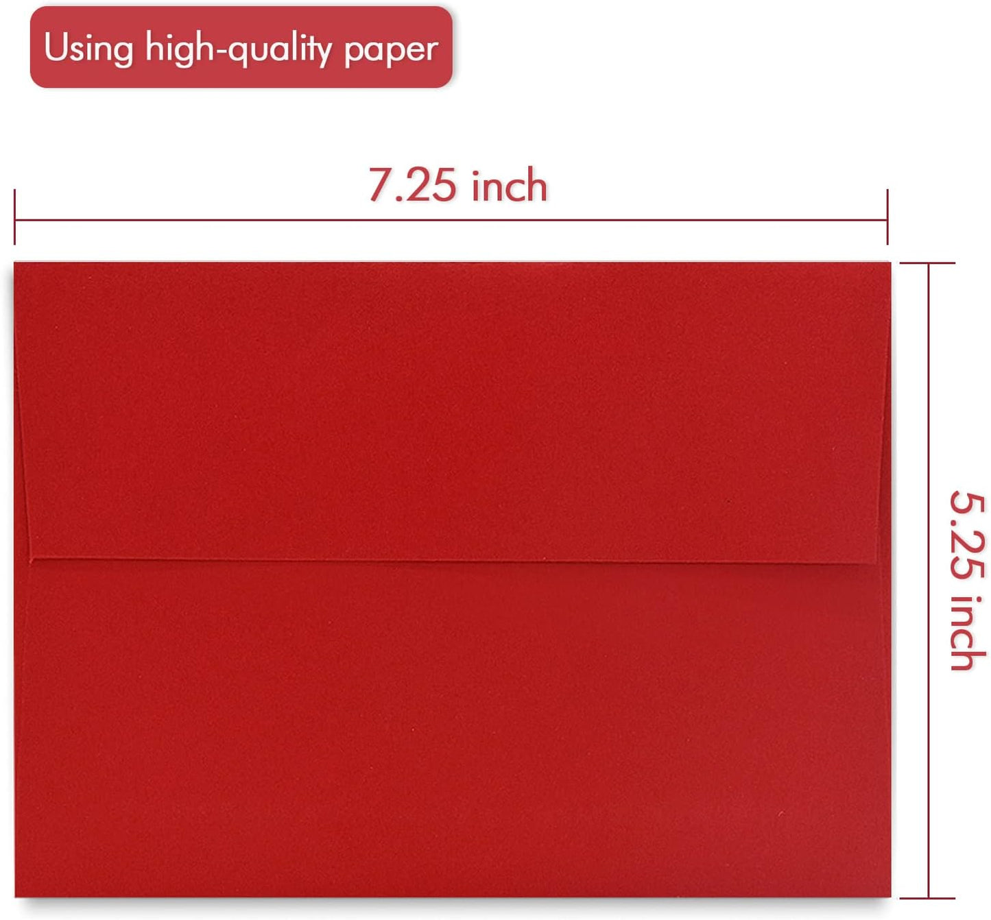 A7 Printable Red Envelopes 5X7 50 Pack - Quick Self Seal,for 5x7 Cards| Perfect for Weddings, Invitations, Photos, Graduation, Baby Shower| 5.25 x 7.25 inches，AZAZA