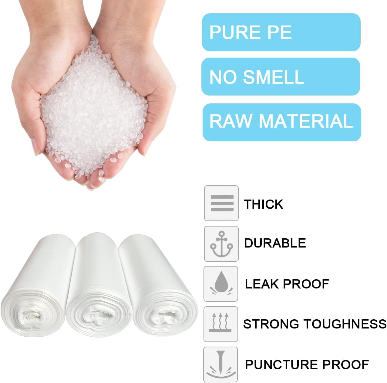 5 Gallon Trash Bags - 20 Liter Strong Garbage Bags Small Clear Liners for Office Kitchen Bathroom Home Wastebasket, 105 Count