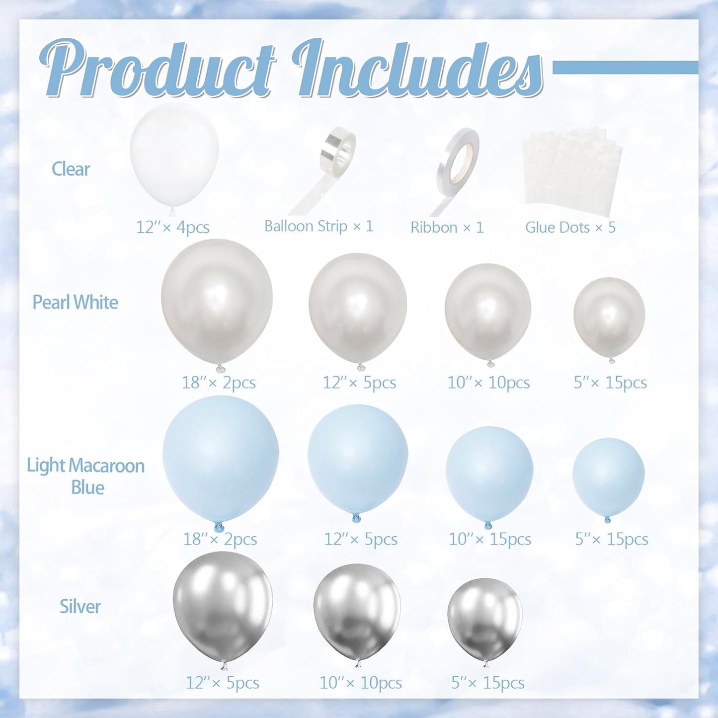 Blue and Silver Balloon Arch Kit Blue Pearl White Clear Balloon Garland Kit for Wedding Birthday Baby Shower Gender Reveal Bridal Engagements Decorations