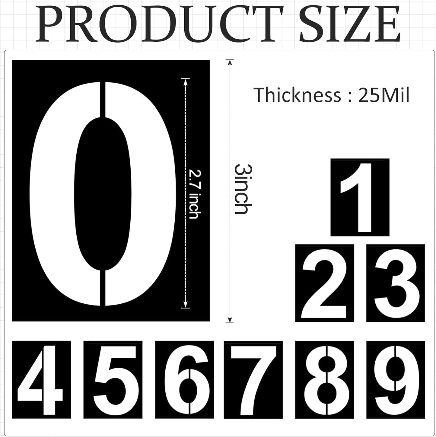 3 Inch Plastic Number Stencils - Reusable Digital Painting Templates for Cake Decorating